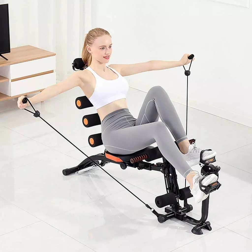 Multifunction Abdominal Trainer with Twist Waist Stepper and Resistance Bands Whole Body Machine for Home Gym Fitness