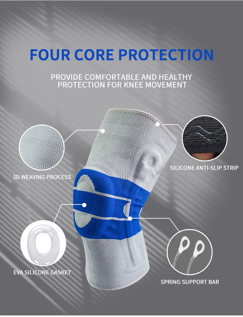 Manufacturers Wholesale Fitness Running and Cycling Patella Knee Pads Knitted Sports Non-Slip Medical Grade Silicone Sleeve Protective