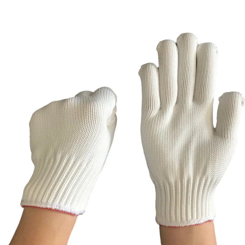 White Nylon Heated Workout Gloves Durable Anti-Slip Industry Safety Gloves