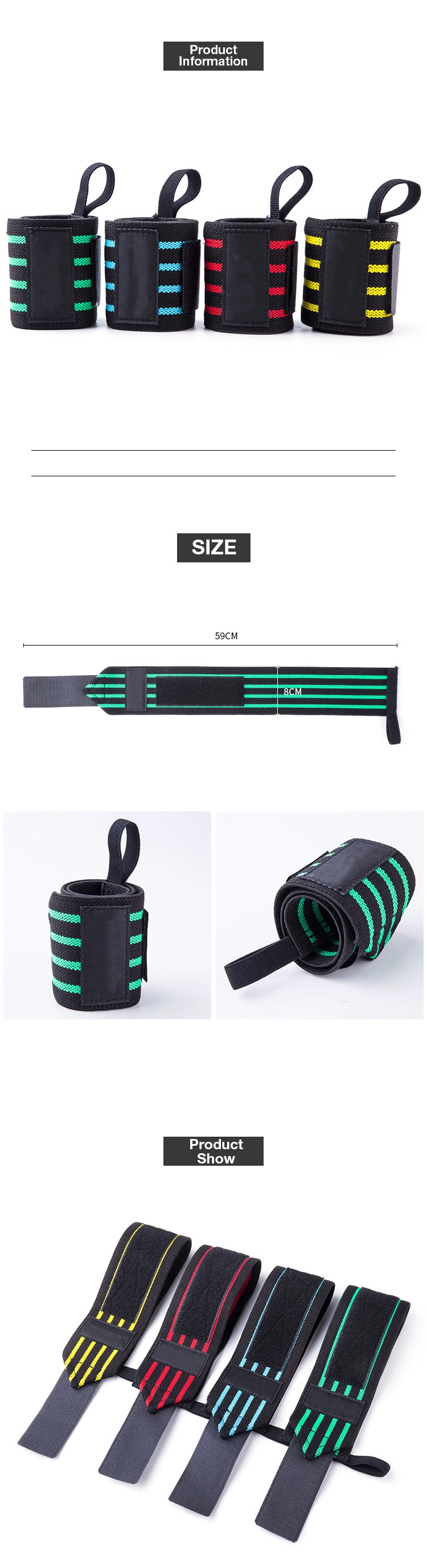 Sports Wristband Brace Bandage Gym Weightlifting Strap Custom Logo Wrist Wraps