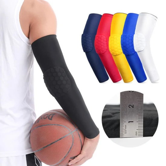 Mangas de brazo de codo con almohadillas de codo de nido de abeja para mangas de codo de baloncesto cómodas