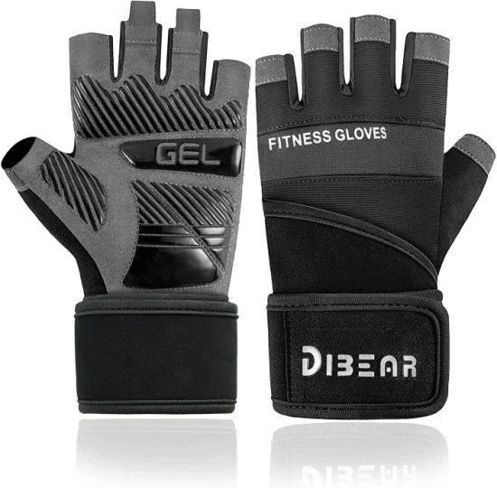 Dibear Guantes de entrenamiento de levantamiento de pesas sin dedos para gimnasio Mujeres Hombres